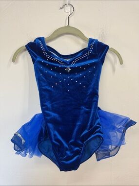 Weissman Royal Blue Velvet Tutu Leotard Size SC Pageant Jazz Tap Performing Arts